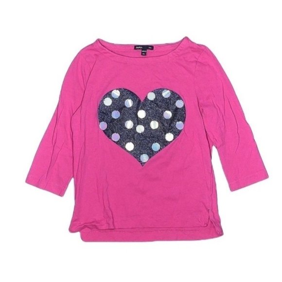 Gap Kids graphic tee pink heart sparkle large sequins t-shirt Size 10 - Picture 1 of 5